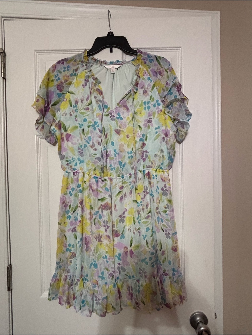 LC Lauren Conrad Pastel Mint Floral Ruffle Dress
